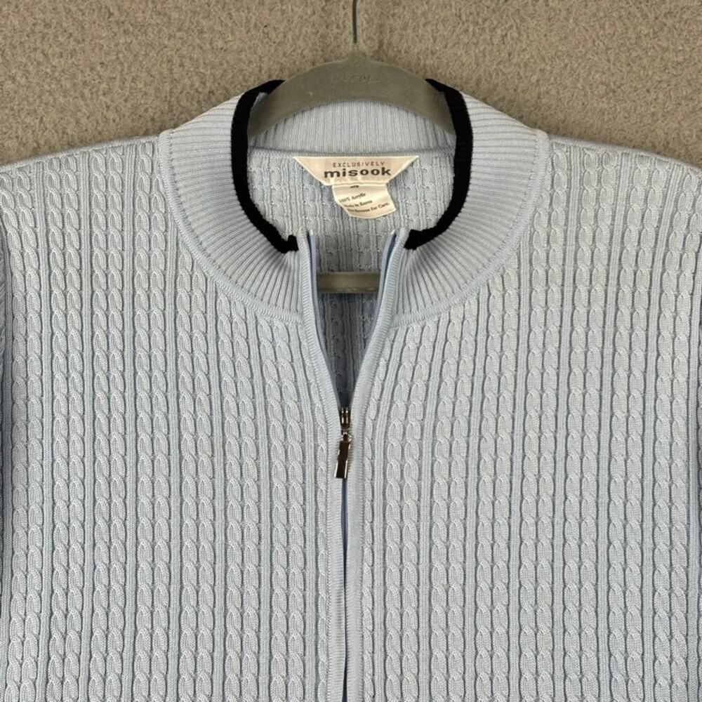 Misook Cardigan XL Santana Knit Blazer Minimalist Lightweight Office Career Blue - Picture 2 of 9